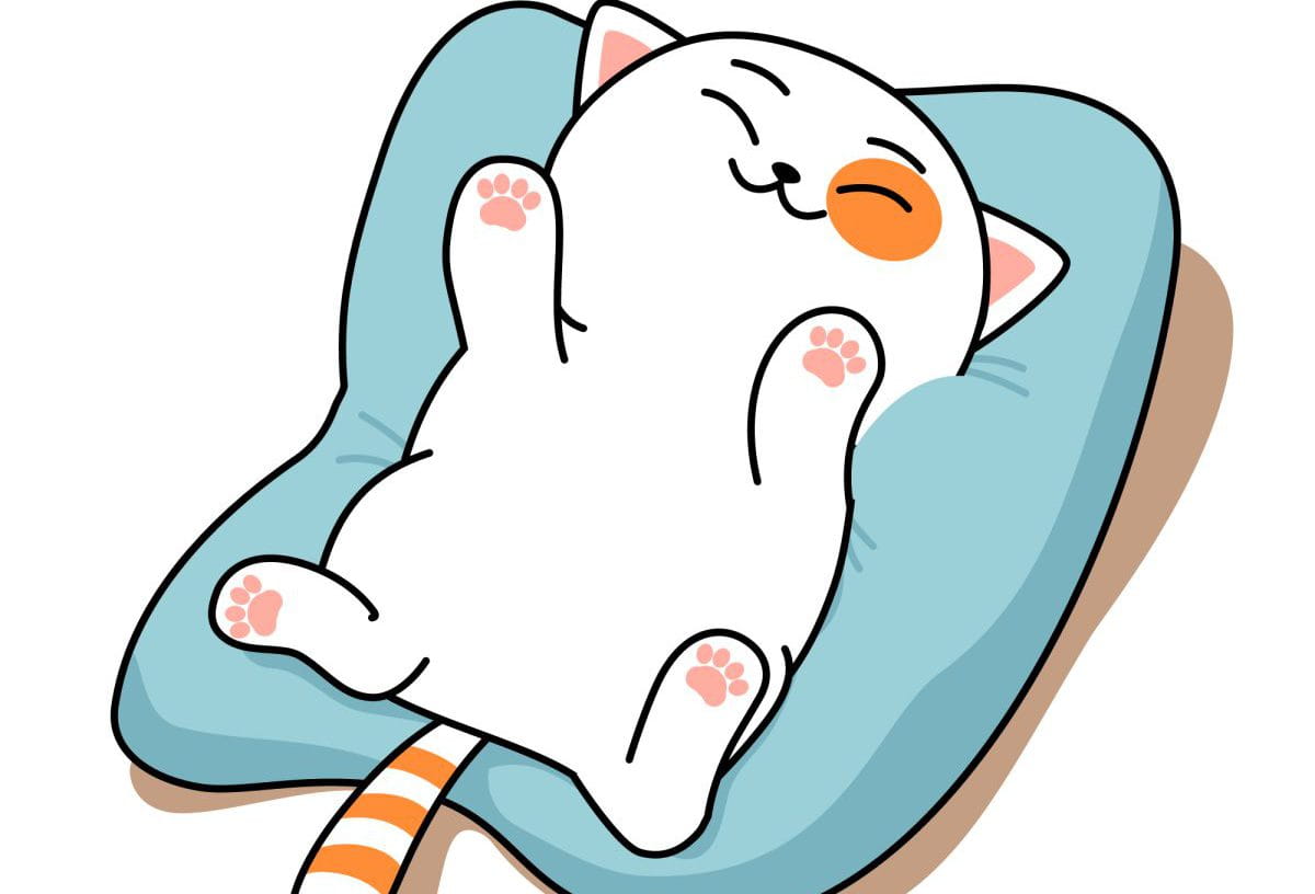 Vector,Illustration,Of,A,Cute,Cartoon,Cat,Lying,On,His Vector,Illustration,Of,A,Cute,Cartoon,Cat,Lying,On,His