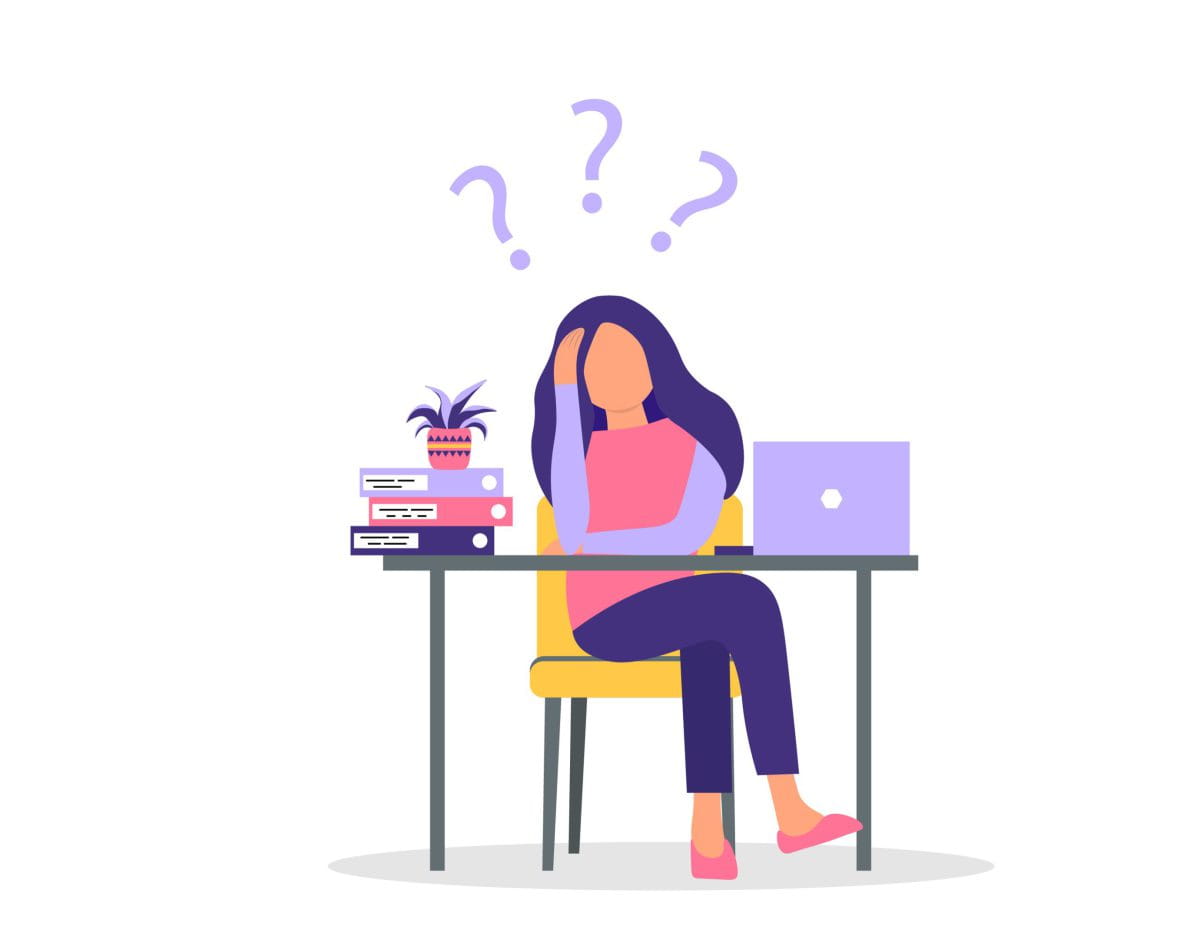 A,Young,Woman,Is,Sitting,Under,Question,Marks.,Girl,Or A,Young,Woman,Is,Sitting,Under,Question,Marks.,Girl,Or