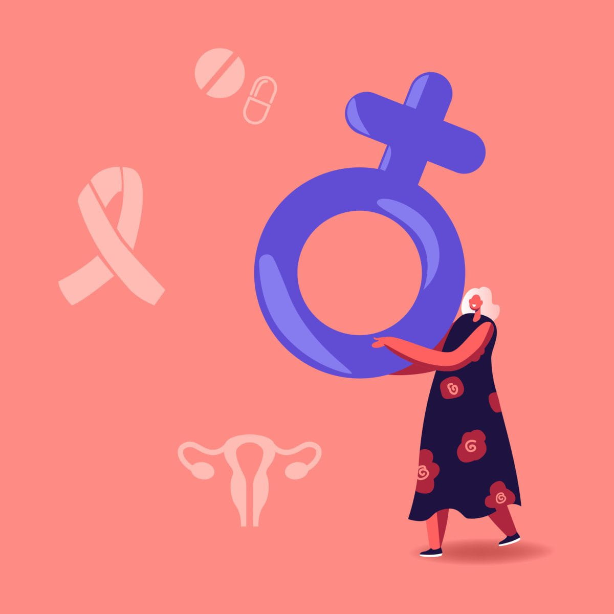 Tiny,Female,Character,Holding,Huge,Venus,Symbol,In,Hands.,Estrogen Tiny,Female,Character,Holding,Huge,Venus,Symbol,In,Hands.,Estrogen