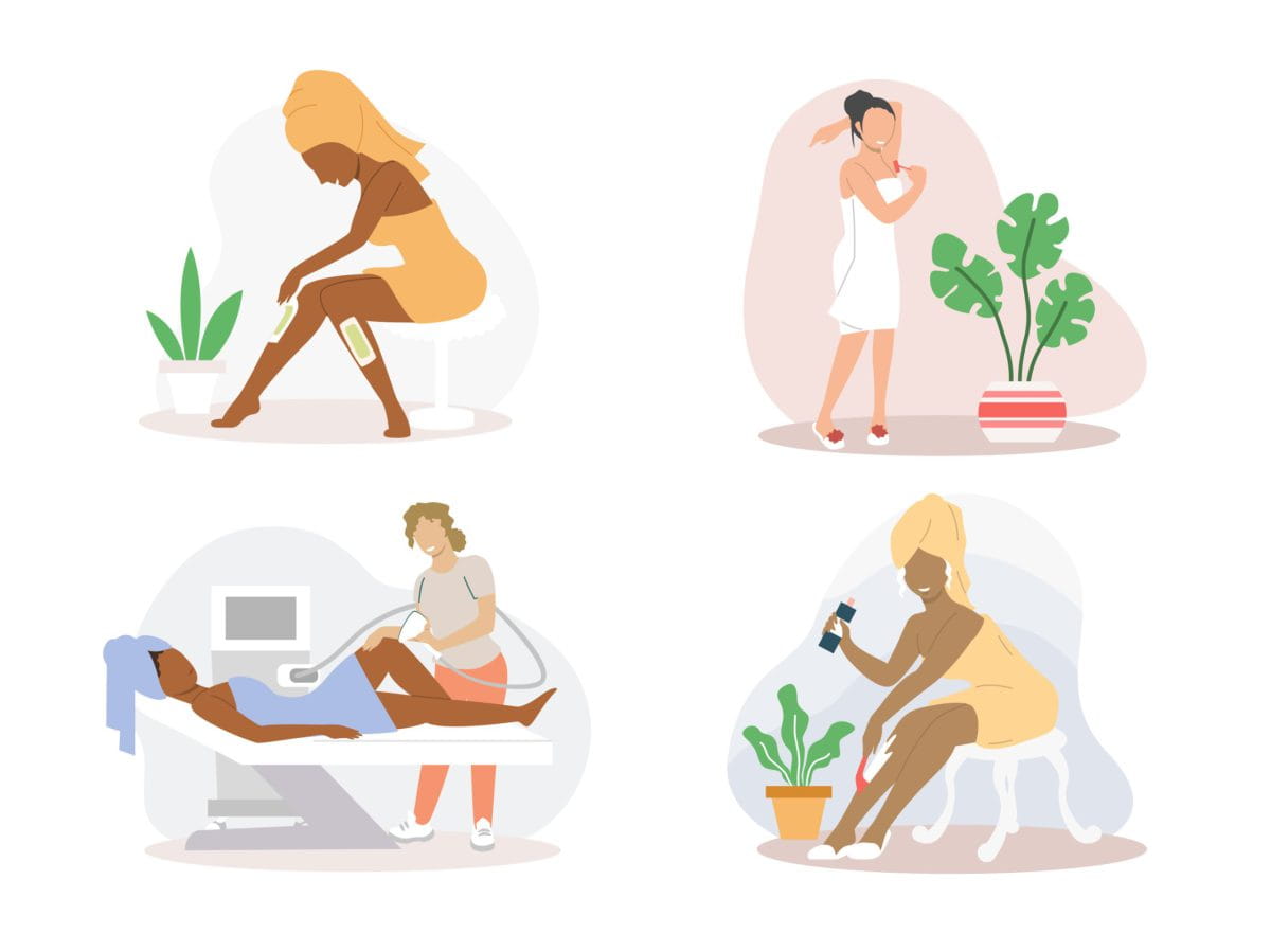 Young,Ladies,Doing,Hair,Removal,Procedures,,Vector,Flat,Illustration,Isolated Young,Ladies,Doing,Hair,Removal,Procedures,,Vector,Flat,Illustration,Isolated