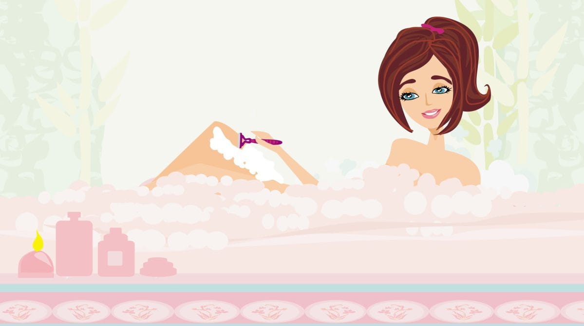 Young,Woman,Shaving,Her,Legs,In,Bath. Young,Woman,Shaving,Her,Legs,In,Bath.