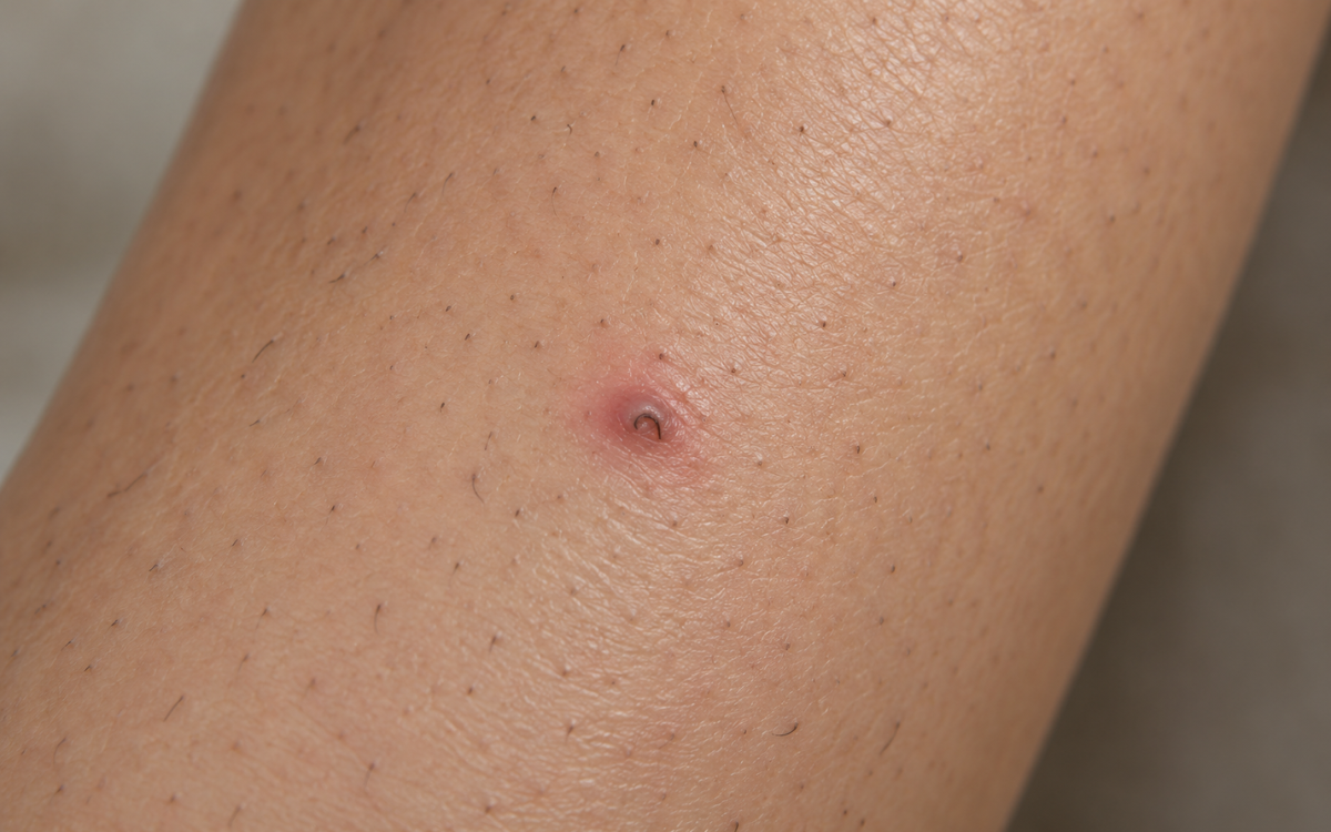 eingewachsene Haare – rote Beule als Zeichen eines eingewachsenen Haares eingewachsene Haare – rote Beule als Zeichen eines eingewachsenen Haares